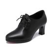 Fashion Deep Mouth Block Heels Platform Shoes Women Pumps 2025 Pointed Toe Ladies Leather Shoes Woman High Heel Office Shoes Black