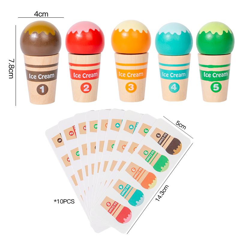

Simulated Pretend Play Ice Cream Circular Toy Wooden Ice Cream Color Recognition Matching Sorting Game Children Educational Toys