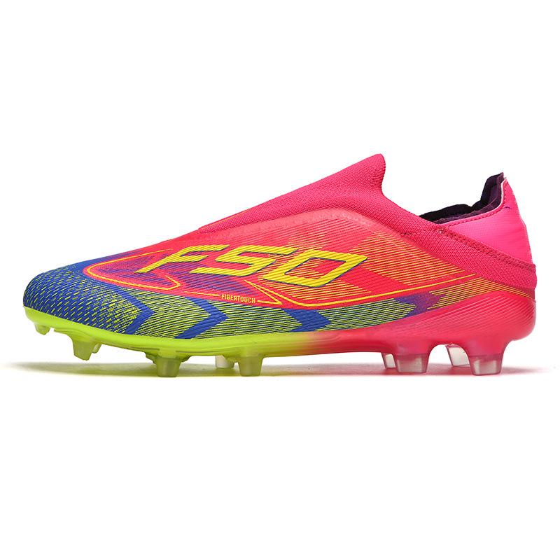 New Authentic Men’s & Women’s Laceless Soccer Shoes - AG Long Spikes for Youth Grass Training