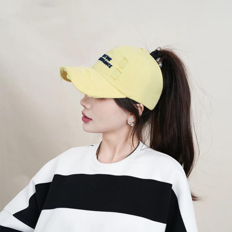 Summer empty top fashion trend ripped soft top baseball cap casual versatile cap