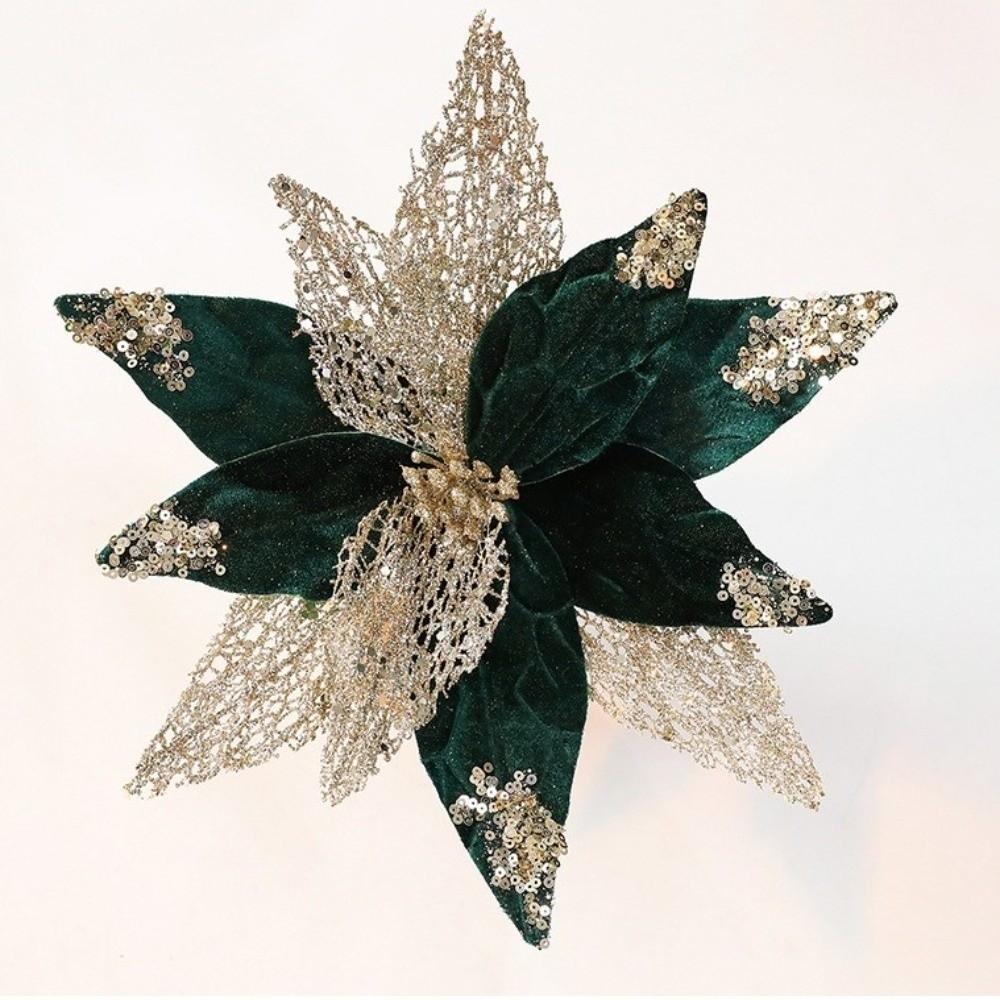 29cm Christmas Poinsettia Velvet Xmas Tree Ornaments Artificial Christmas Flower  Christmas Tree