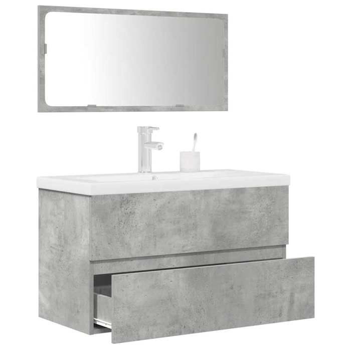 VidaXL Ensemble de meubles de salle de bain 3 pcs gris béton, armoire de salle de bain, armoire de rangement de toilette, 3324918