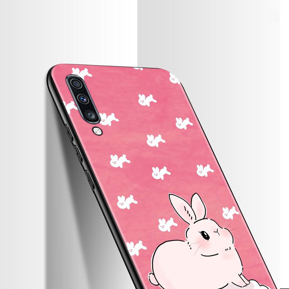 Pouzdro Flower Love Pink roztomilý králík pro Samsung Galaxy A70 A70s A50 A30s A04s A20s A20e A02 A02s A03 A04 A03s M52 A42 M31 kryt