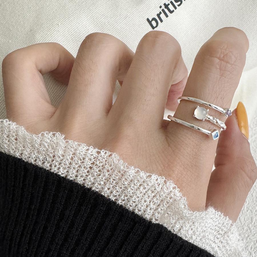 Contemporary Clear Moonstone And Zircon Ring For Women Offering Elegant And Distinctive Style