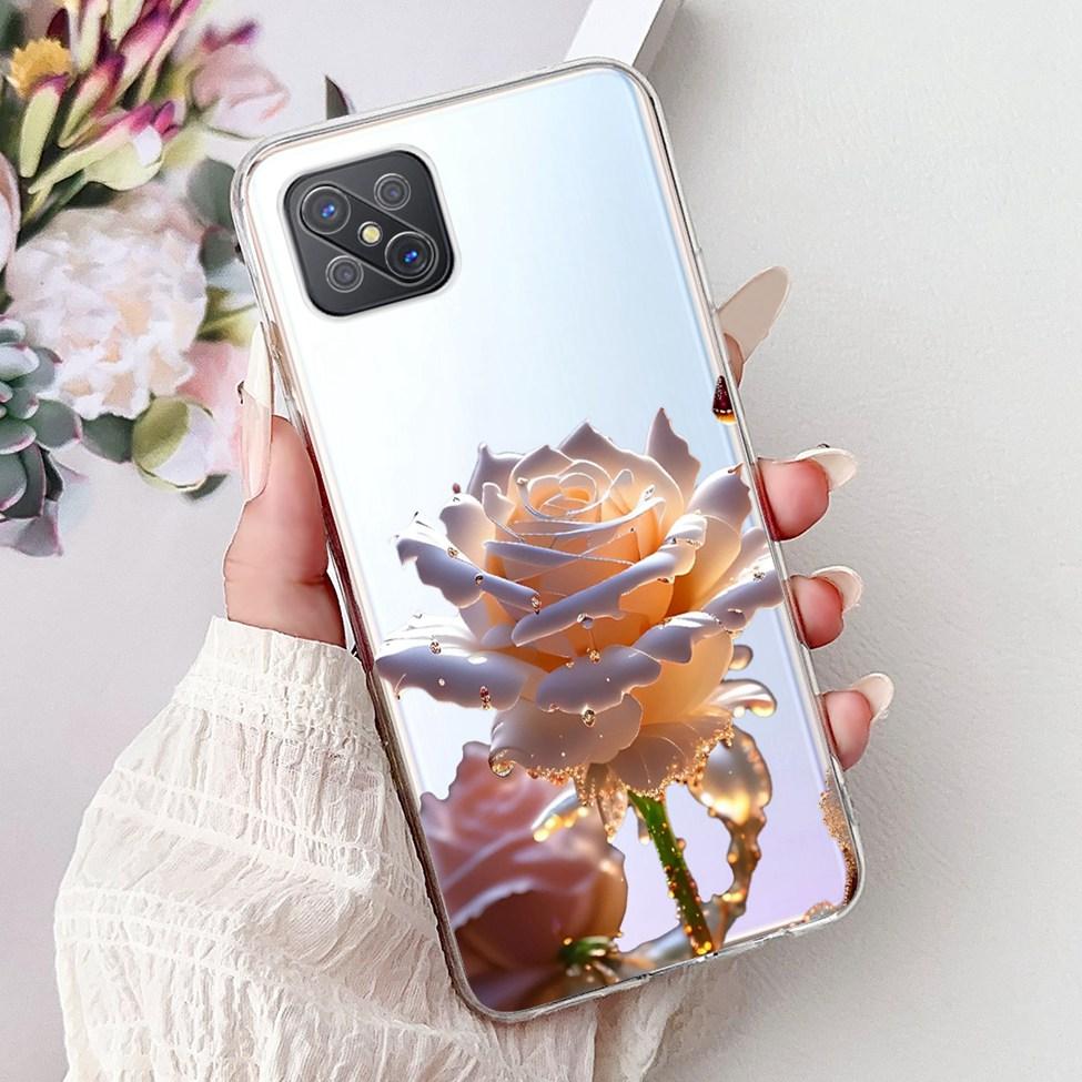 Clear For Oppo Reno 4Z 5G Case Cover CPH2065 Cute Cat Fashion Flowers Painted Soft Back Cover For Oppo Reno4 Z 5G Phone Case