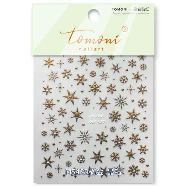 

Лазерная рождественско-зимняя снежинка, блестящие стразы, 5D рельефный рельеф, самоклеящаяся наклейка для украшения ногтей, 3D наклейка для маникюра