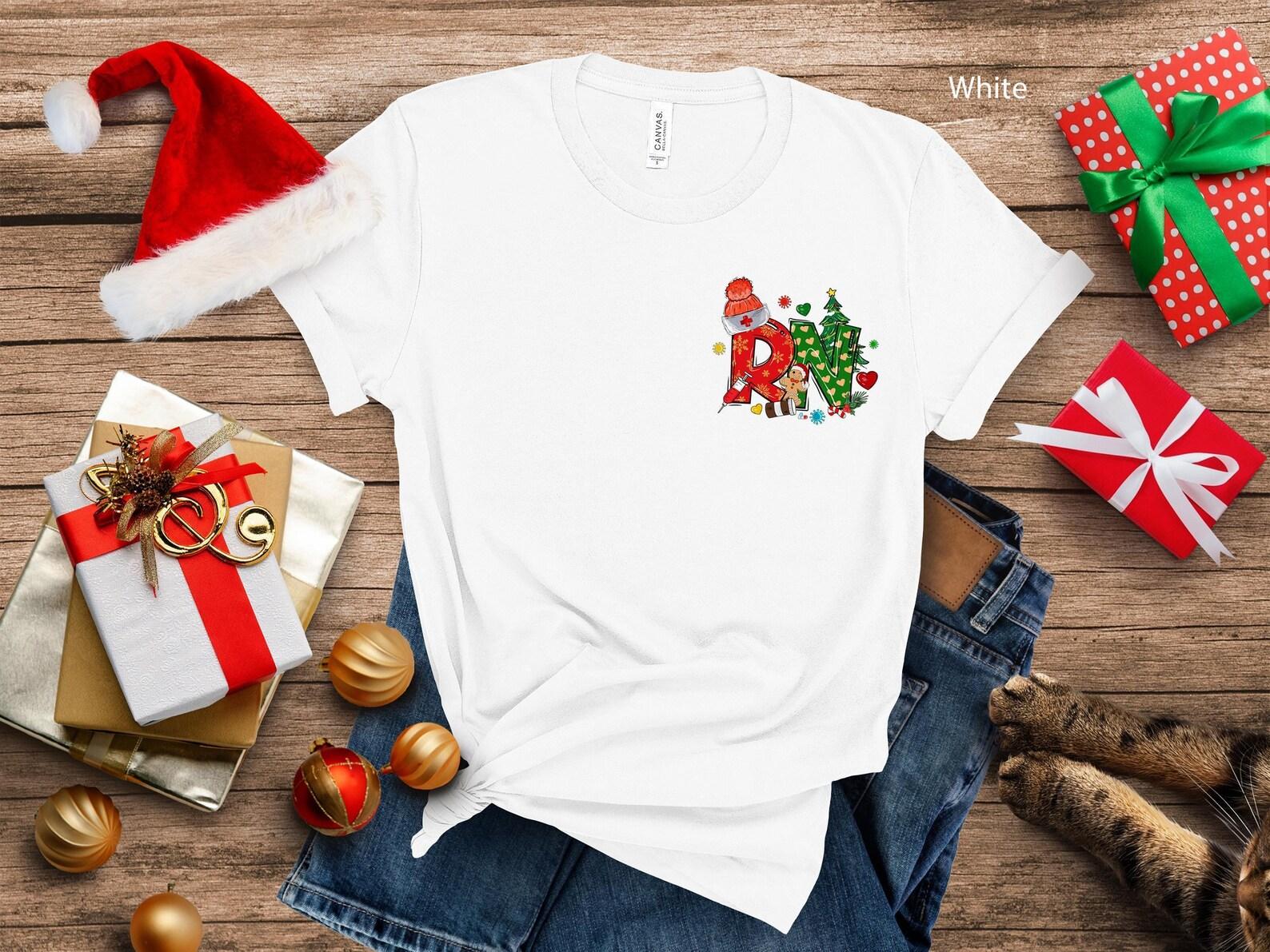 RN Nurse Christmas T-Shirt | Holiday Medical Tee L