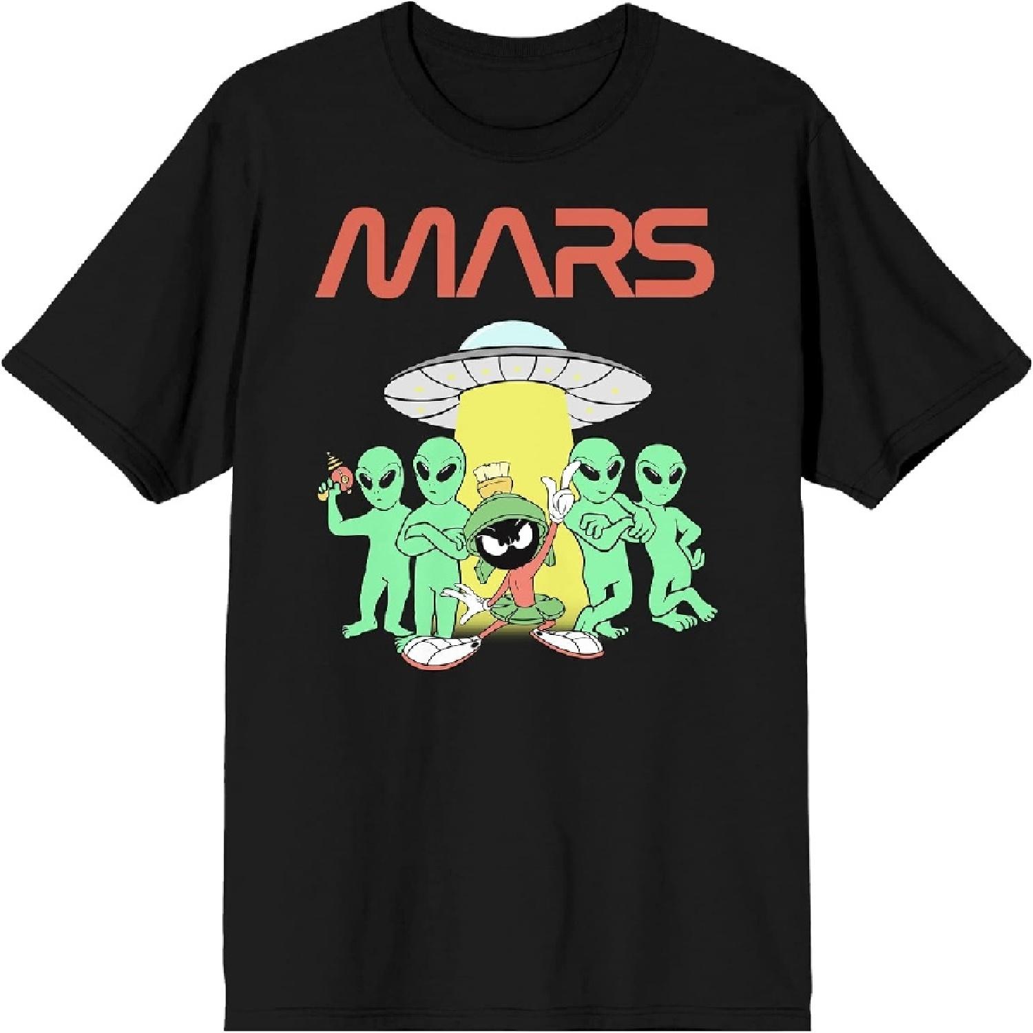 Looney Tunes Mars Marvin The Martian Men s Black Short-Sleeve T-Shirt XXXXXL разноцветный