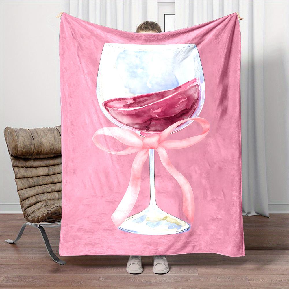 

Belted knot wine glass design Flannel printed blanket suitable for all seasons suitable for living room office sofa and travel 75x100cm
