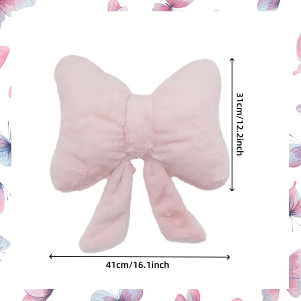 2Pack Pink Bow Throw Pillow Soft Plush Aesthetic Bow Shaped Pillow Cute Car Sleeping Pillow for Girls Sofa Backrest Home Bed Decoration