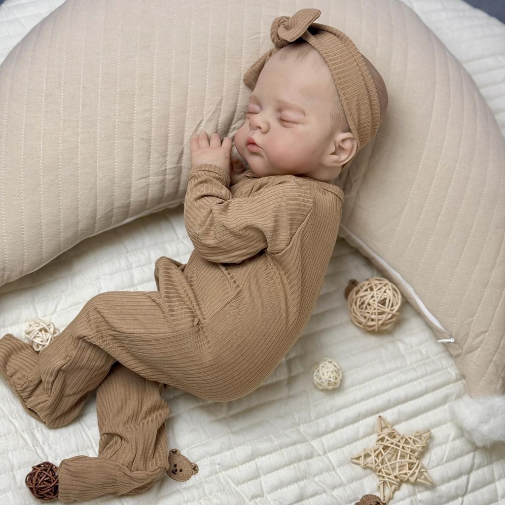 BZDOLL 19 pouces Poupée Bébé Reborn Réaliste avec Corps en Tissu Réaliste 48 CM Peau 3D Poupée Dormante Look Réel Mode Cadeau d'Anniversaire