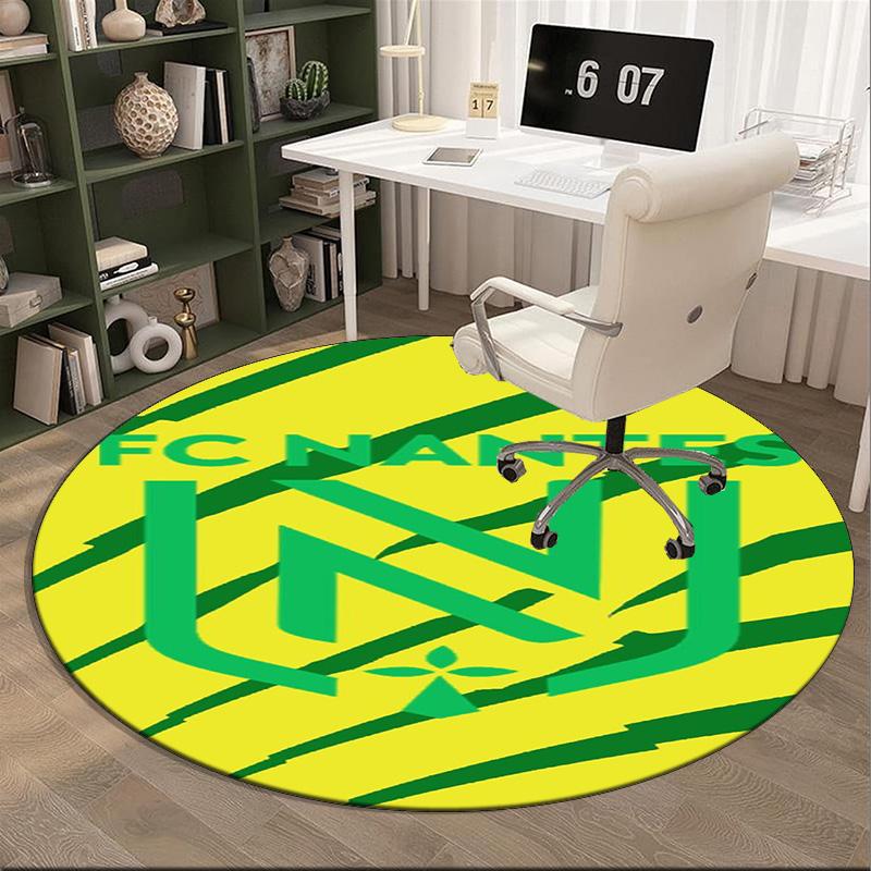 1PC round rug Fc Nan-tes Crest Design Printed Round Area Rug ,Rug For Home Office, Round Chair Rug, Decorative Carpet Fan gifts Christmas gift