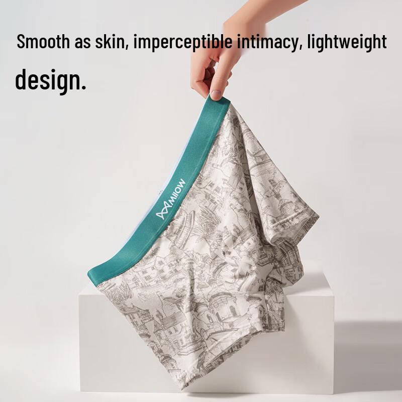 MIIOW Men's Ink Wash Print Antibacterial Cotton Underwear 4-Pack