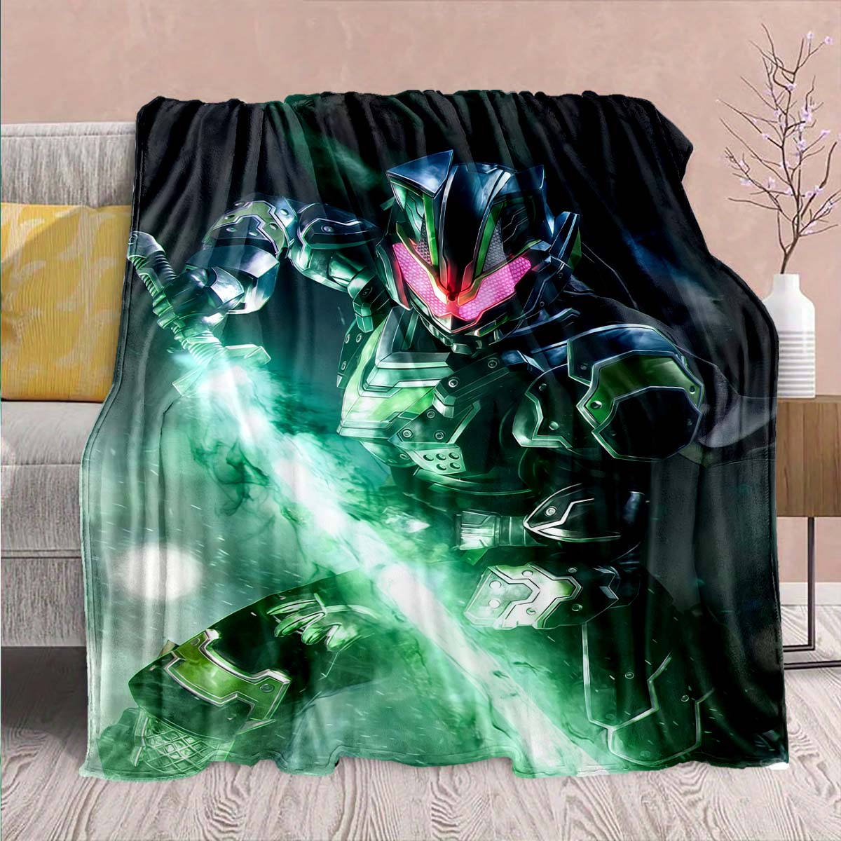 

Kamen Rider Anime Flannel Blanket – Soft, Warm, Perfect for Sofas, Bedding, Camping, Travel, Office, and Home Decor – QJY 75x90cm