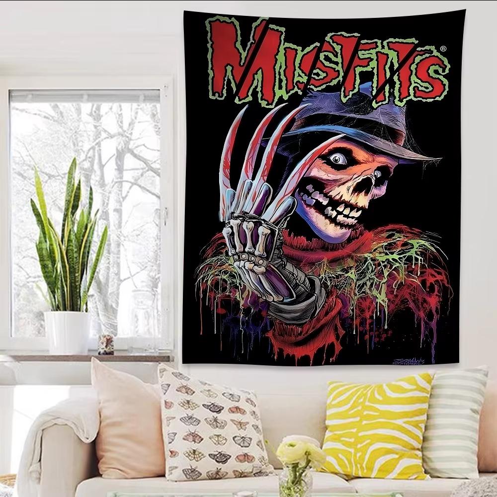 

Гобелен Misfits Horror Punk Rock Плоская печать Таро Хиппи Постер Настенное украшение для общежития Домашний Арт Декор 74x94cm(29x37in)