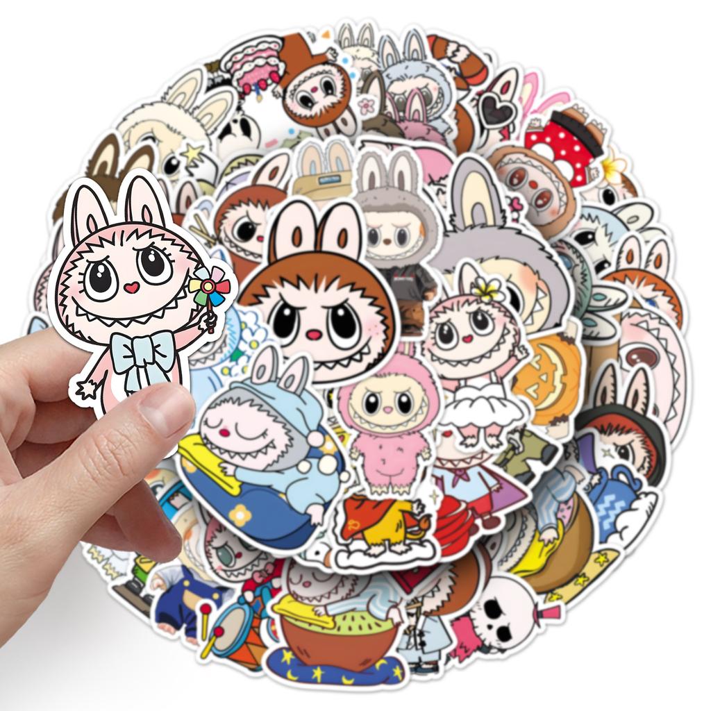 50 Cartoon-Sticker, Personalisierte Niedliche Rabubuguka Dekorations-Aufkleber für Wasserbecher und Mobiltelefone