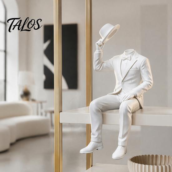 Personaggio Seduto Moderno Minimalista, Ornamento da Scrivania Stampato in 3D con Gentiluomo Seduto, Statuetta Astratta Senza Volto, Scultura Artistica Estetica per Arredamento da Scrivania Stile Industriale