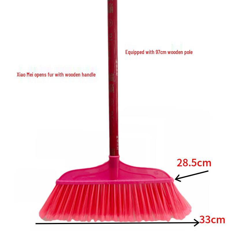 Handon Hard-Bristle Broom Head with Wooden Handle
