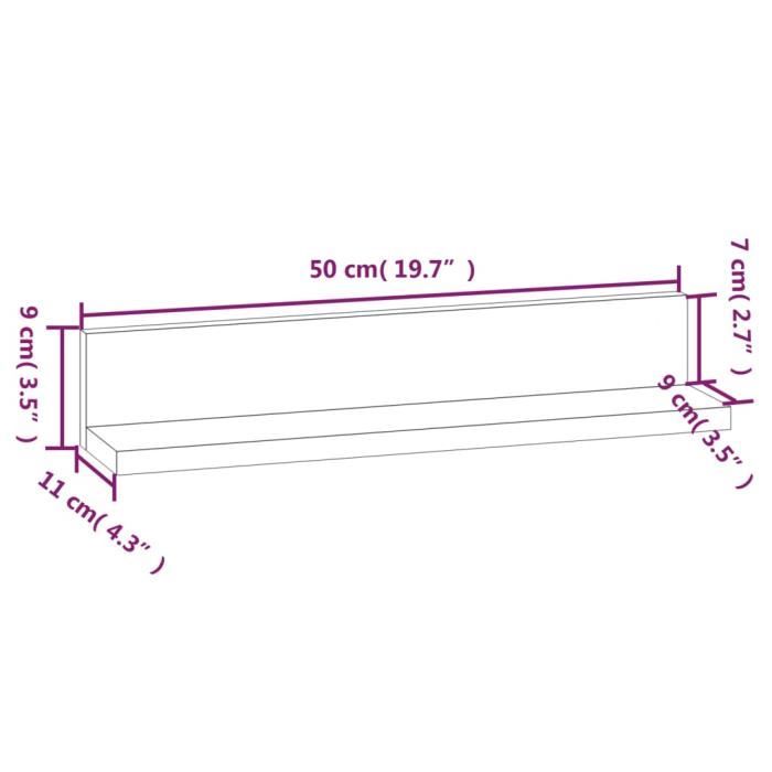 823599 vidaXL Wall Shelves 2 Pcs 50x11x9 Cm Solid Pine Wood