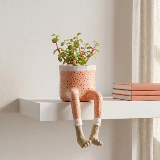 Flowerpot Lower Body Design Resin Mini Planter Flower Plant Pot Ornament Indoor Outdoor Table Wall Decoration