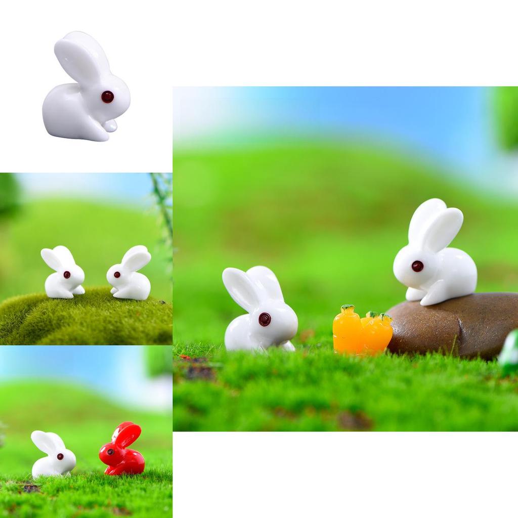 Niedliche rot-weiße Hasenornamente im Cartoon-Stil für DIY-Mini-Landschaftsprojekte