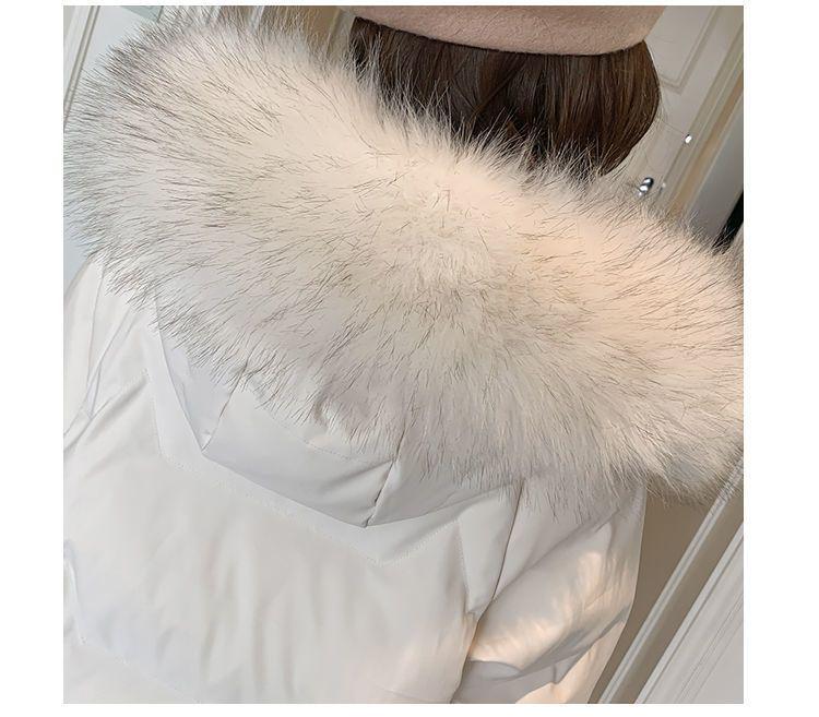 Women's Mid-Length Winter Cotton Jacket with Fur Collar - Korean Style Loose Fit, Plus Size Available