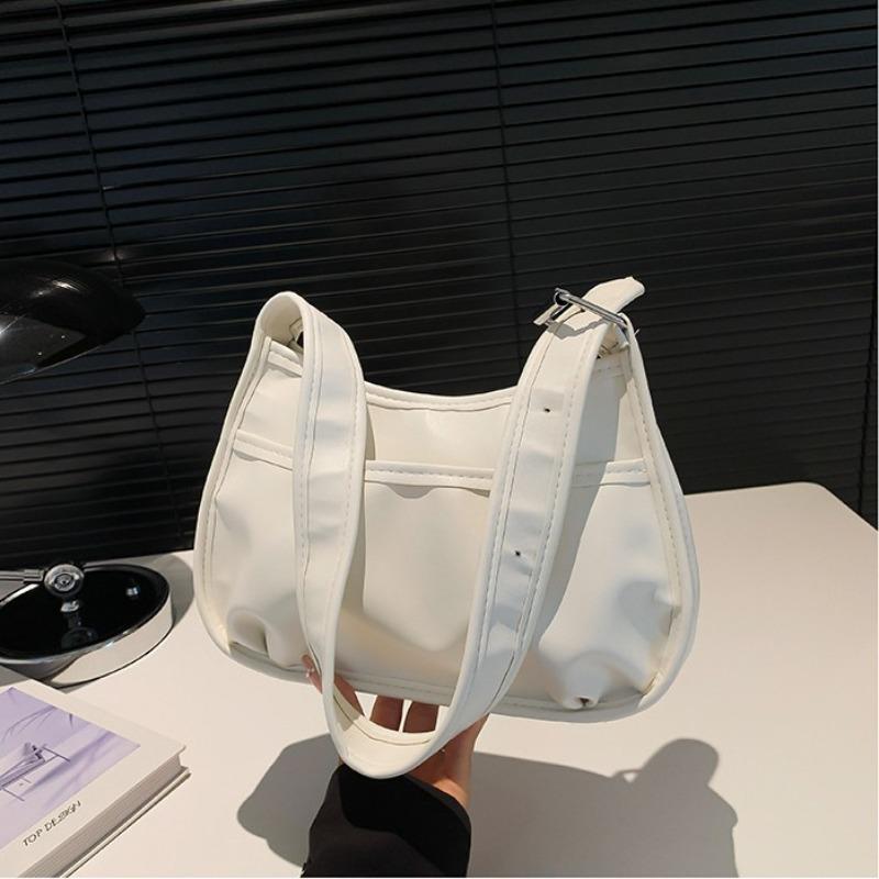 New trendy wide shoulder strap messenger bag crescent bucket saddle bag niche design versatile women's bag