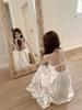 French Seaside Style Halter Neck Camisole Dress - Elegant Summer Backless Ruffle Maxi