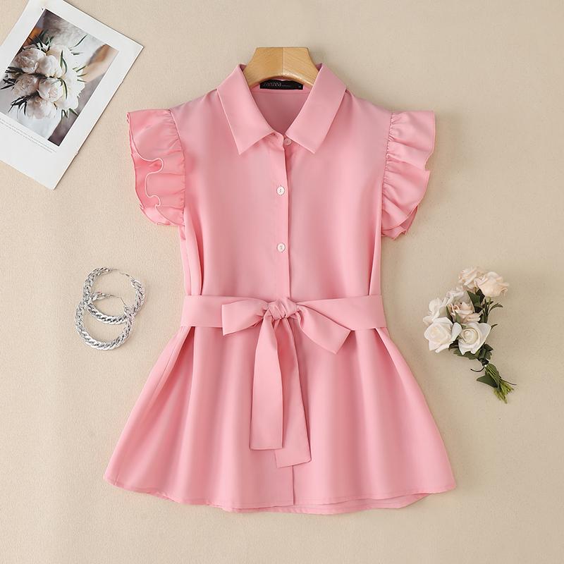 

ZANZEA Женская летняя повседневная блузка без рукавов с отложным воротником 4XL розовый