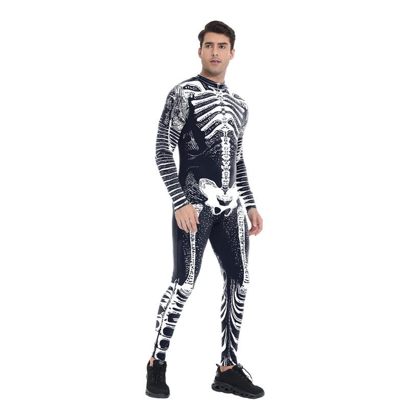Halloween Costume onesie Body Tights Digital Printing Tights Skeleton Connection