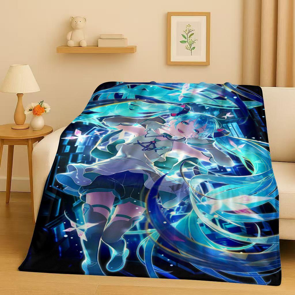 Manta de Franela Kawaii 3D de M MIKU, Dibujo Animado Musical para Niña, Manta de Felpa Ultra Suave y Cálida para Hogar, Dormitorio, Cama, Sofá, Regalo para Niños
