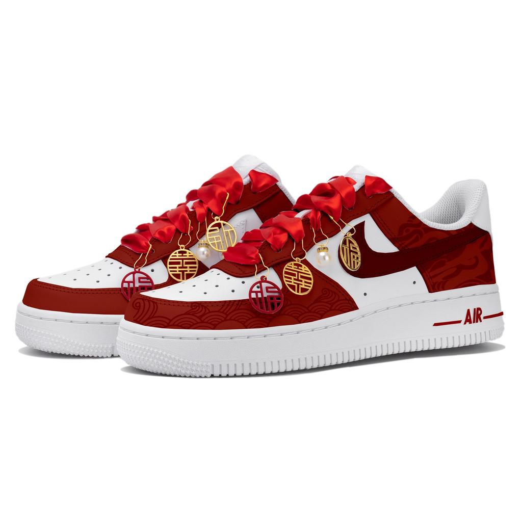 Nike Air Force 1 Low top Skateboard Shoes GS White Red DD8959-100(Team-AFS-BOX)