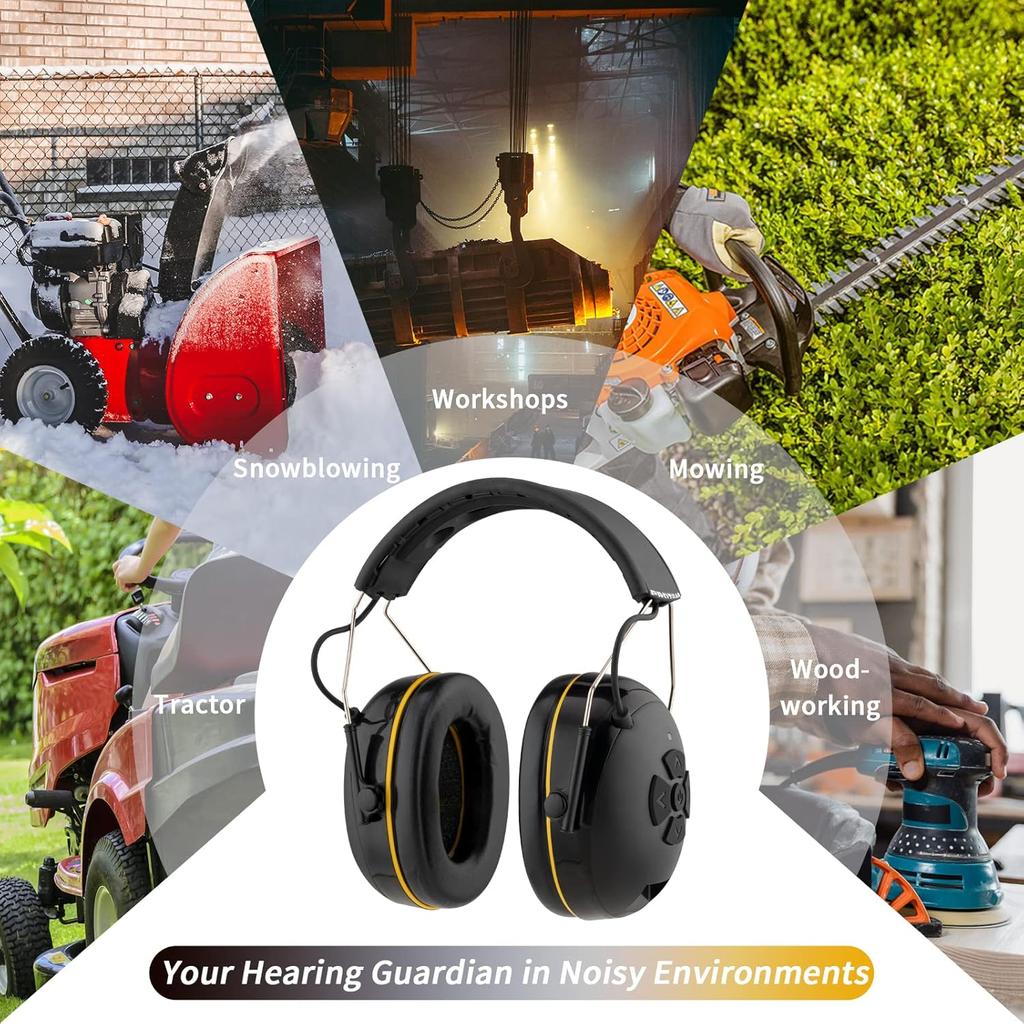 inf protear(Upgraded E6850 Bluetooth Hearing Protection with Integrated Microphone, High-Fidelity Speakers,120H+Playtime, Ideal Ear Muffs for Noise