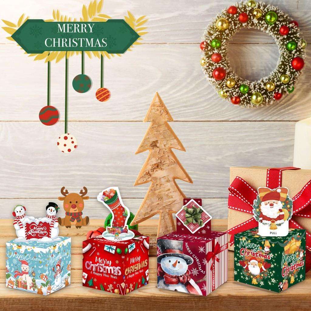 Themed Pattern Christmas Paper Box Set Holiday Decoration Props For Gift