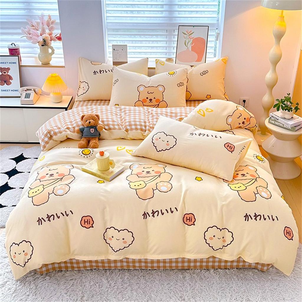 Little Bear Cute Duvet Cover Set And Pillowcase For Boy Girl Bedroom Decor, Children Gift Single Double Large Size Duvet Cover