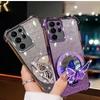 Brokatowe Lustro Motyl Kryształowa Bransoletka Etui dla Samsunga Galaxy S25 Edge S24 S23 S22 S21 S20 FE Ultra Plus Wstrząsoodporna Pokrowiec