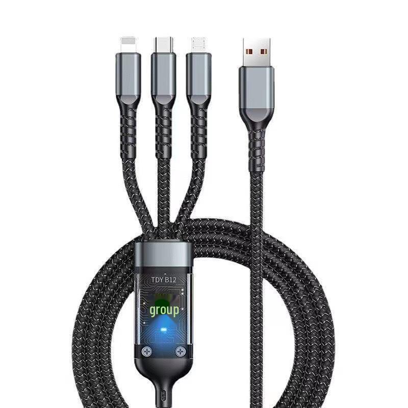 100W Superschnellladung 3-in-1 Datenkabel für Apple-, Huawei- und Android-Geräte