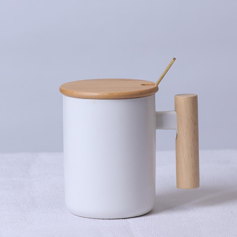 Wooden Handle Ceramic Mug Literary Water Cup Coffee Milk Cup Holiday Event Gifts