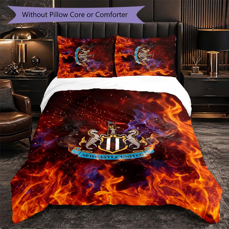 Newcastle United Football 3 Piece Bedding Set Soft Duvet Cover Set with Pillowcases Printed Bedroom Decor Set for Home