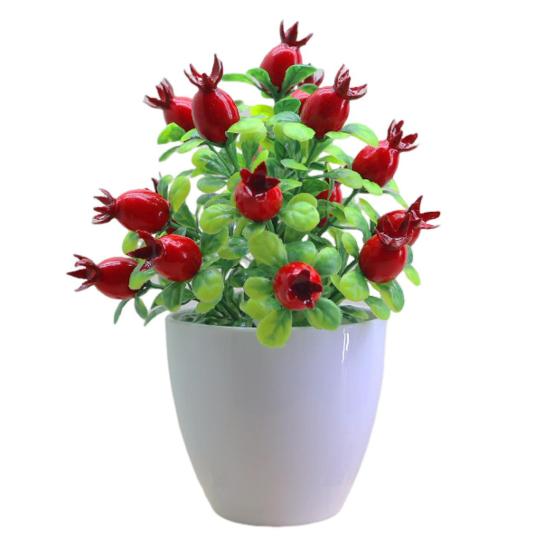 Künstliche Topfpflanzen, realistischer gefälschter Mini-Obstbaum, Tischdekoration für Zuhause und Büro, Grünpflanzen aus Kunststoff im Topf, Bonsai, Dekoration für drinnen und draußen