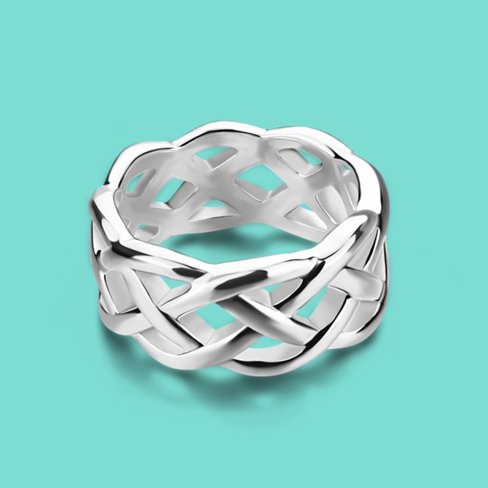 

Кольцо из стерлингового серебра 925 пробы, женское классическое сетчатое кольцо, шикарное ювелирное украшение, кольцо-хвост, аксессуары для коктейльной вечеринки, размер 6#-9# 6