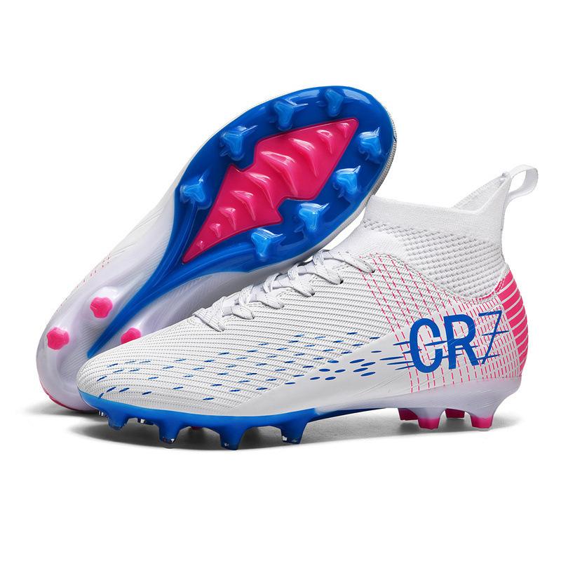 CR7 High-top Football Shoes Tf Broken Nails Artificial Flat AG Nails Leather Feet Boys and Girls Students Training Shoes