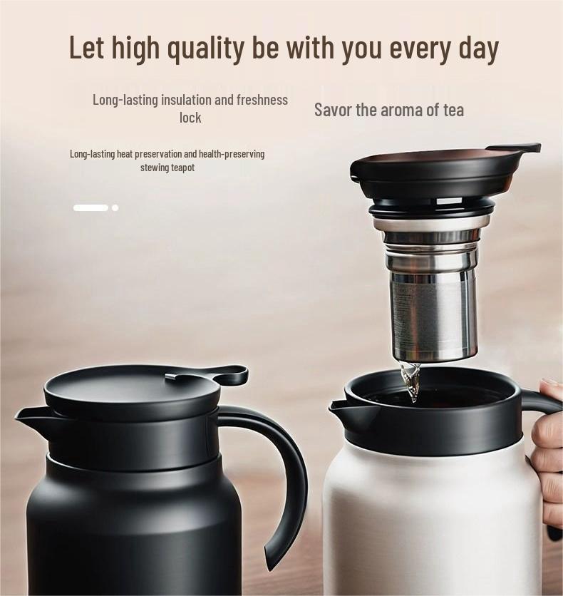 316 Stainless Steel Insulated Kettle with Tea Infuser - Compact Home or Office Hot Water Bottle