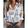 Cat Print Women Blouse Spring Autumn Femme Office Lady Button Up Turn Down Collar Shirts