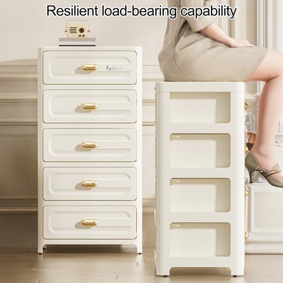 Storage Cabinet Strong Load-Bearing Heavy Duty Storage Organizer with Pulley Design Bedroom Living Room Decor