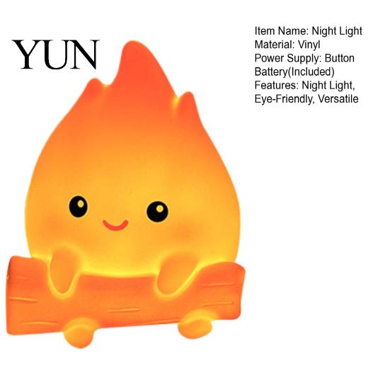 Creative Holiday Souvenir for Friends Cartoon Fake Campfire Night Light, Cute Warm Glow Bedside Small Light Nighttime Ornament, Portable Cozy