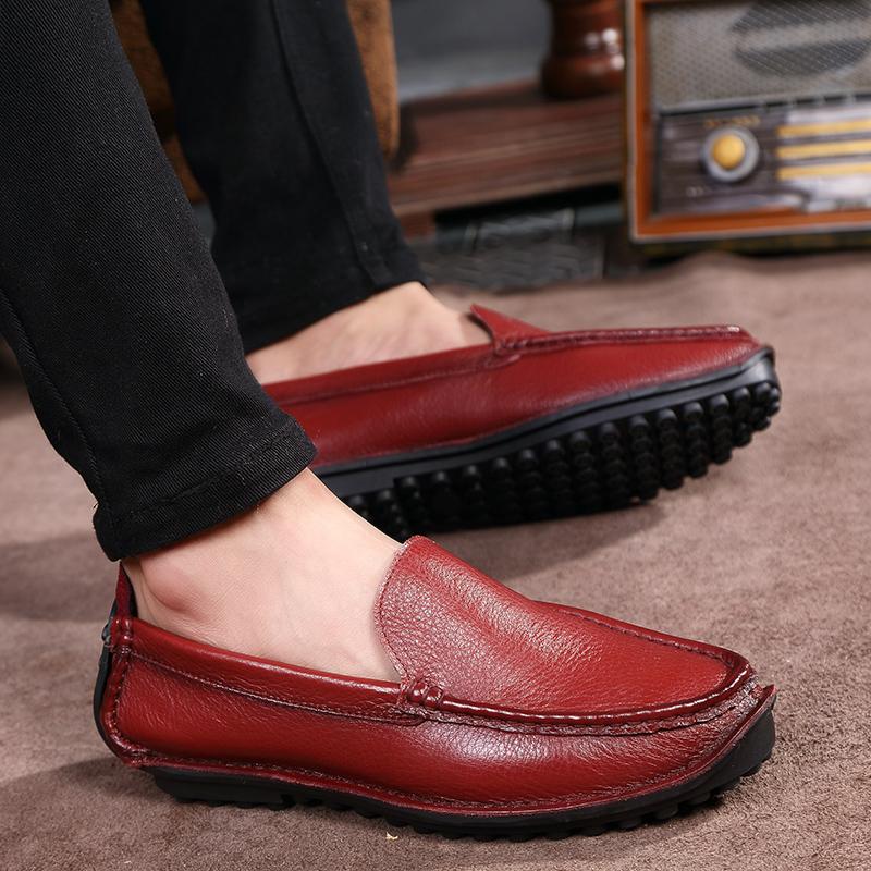 Wiosenne męskie skórzane buty casualowe Nowe modne męskie skórzane buty Trend Męskie buty Pełnoziarniste skórzane buty do jazdy samochodem