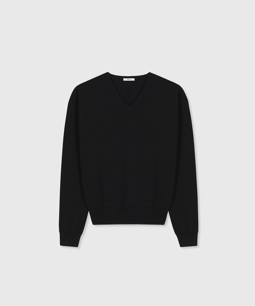 TAILLE Rouen Wool Tl Classic V-Neck Sweater Black