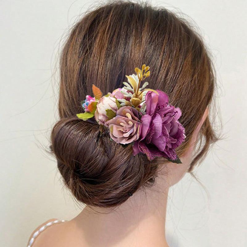 1 Stück Braut Strandurlaub Simulation Stoff Romantische Rose Kamm Blume Mode Vielseitig Platte Haar Wald Serie