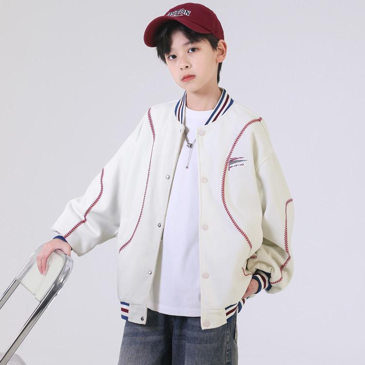 2026 Retro High Street Baseballjacke für Jungen mit Stickerei - Schwere Freizeit-Frühlings-/Herbst-Oberbekleidung